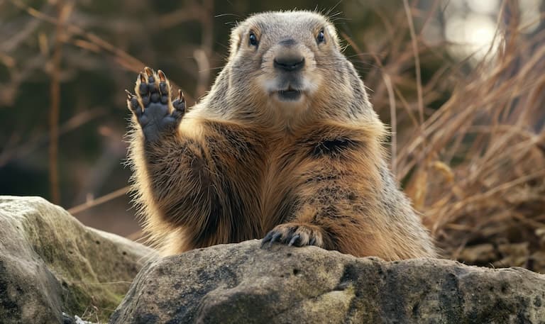 Groundhog waving